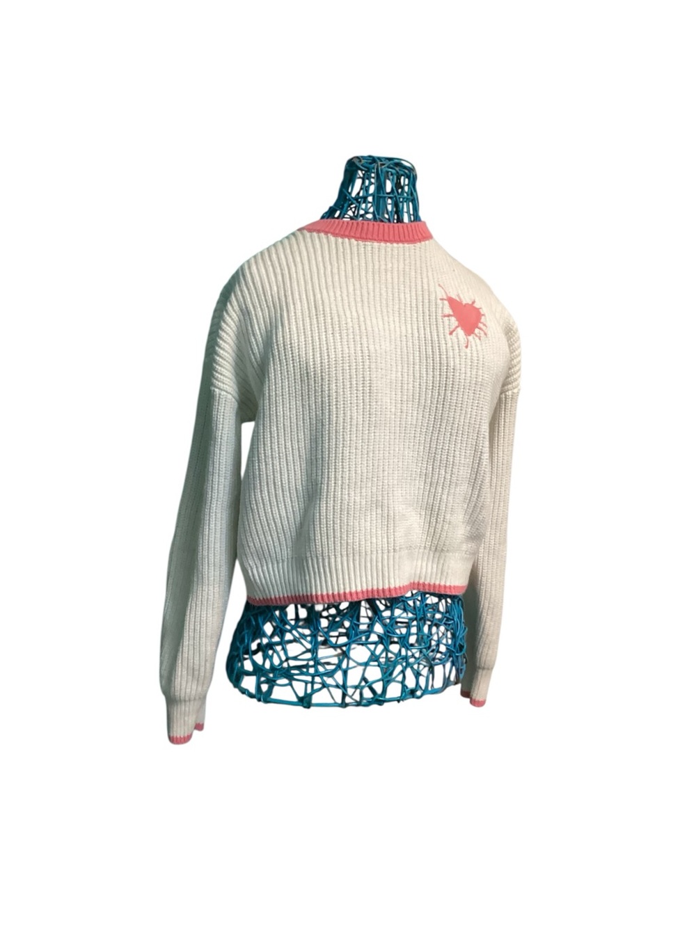 KERRI ROSENTHAL XOKR Sweater Radiant Heart Contrast Cuff Cream
